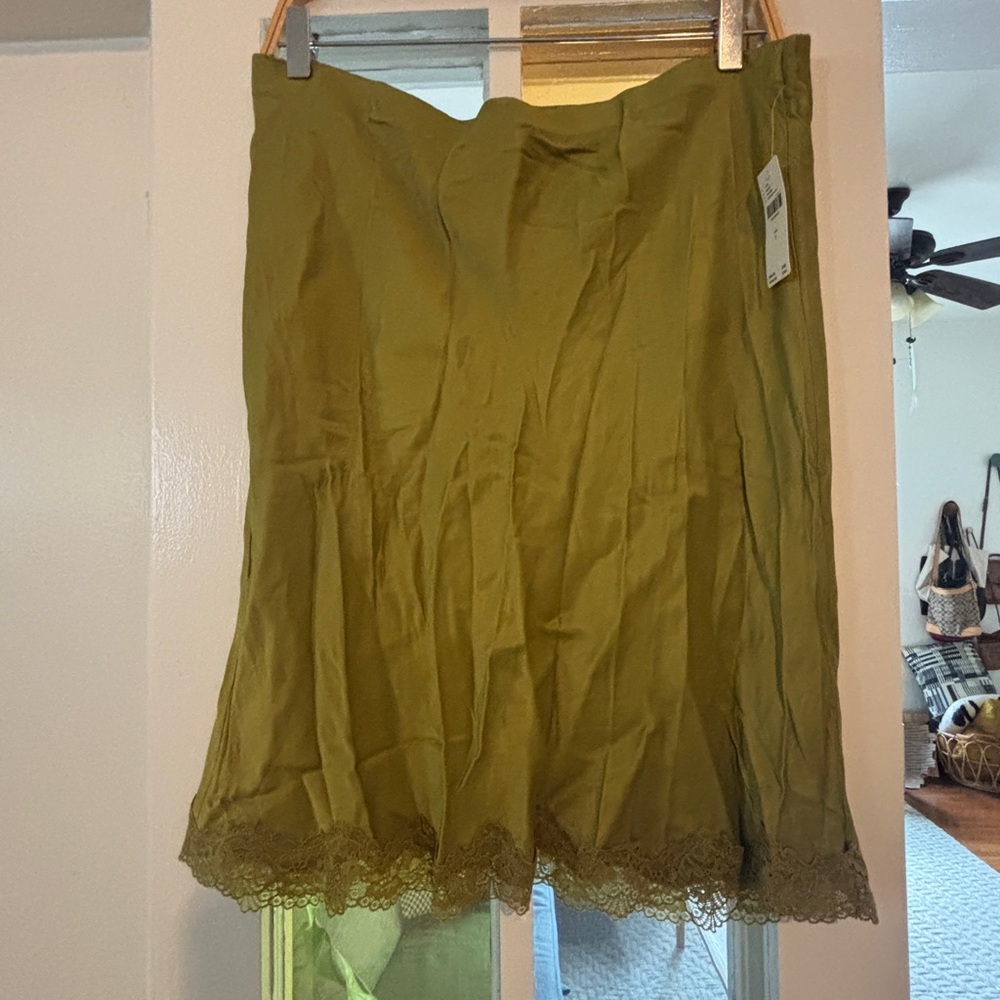 Olive Green Lace Hem Skirt